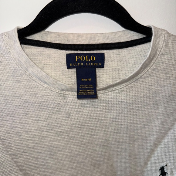 Mens Medium White Polo Long Sleeve Shirt - Picture 3 of 3